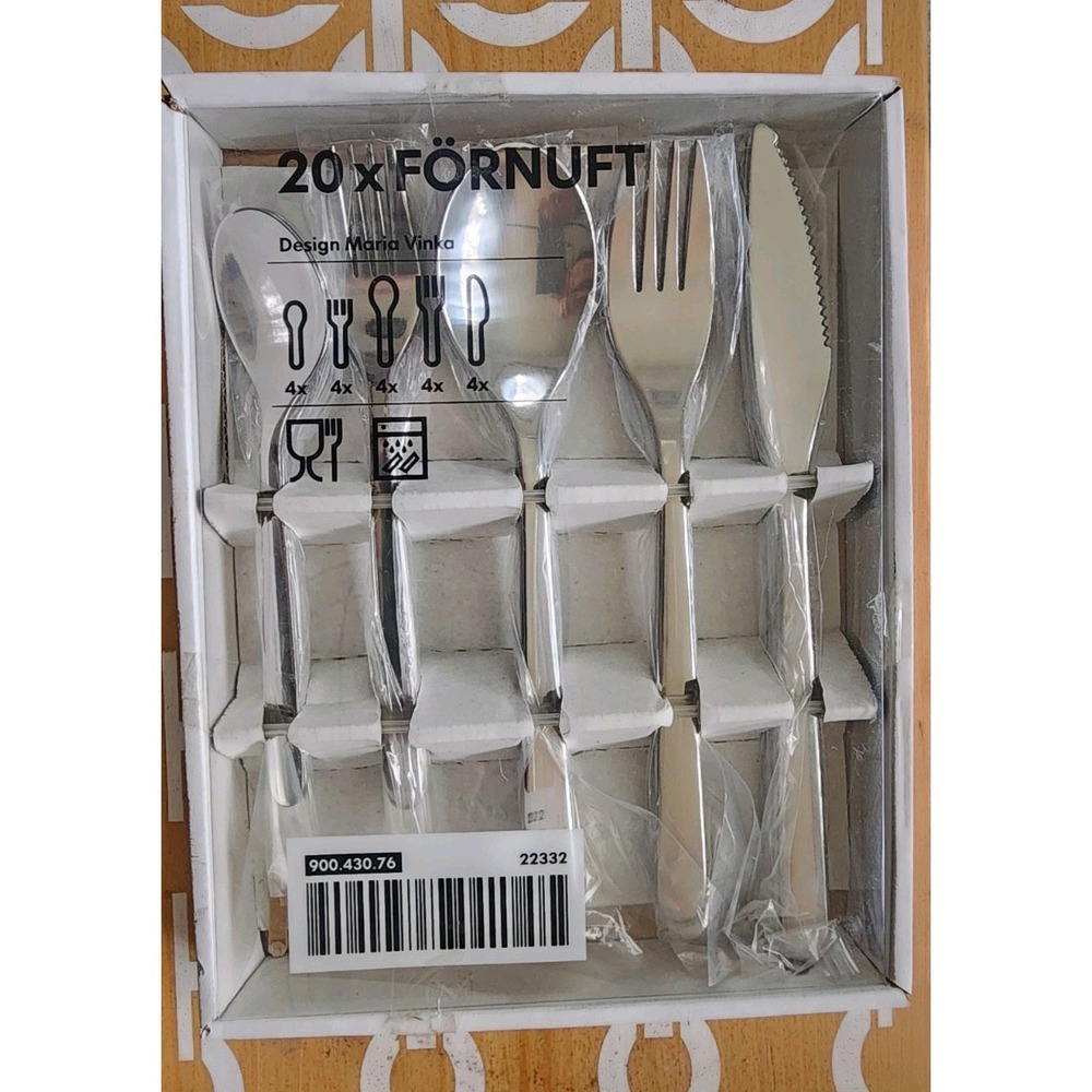 IKEA FORNUFT 20 Piece Flatware Set‎ Stainless Steel New Boxed 4 Place Settings